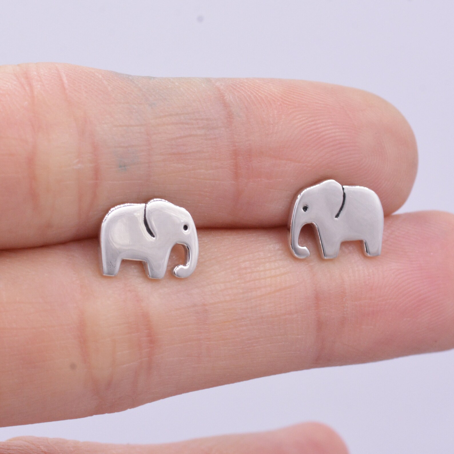 Elephant Stud Earrings in Sterling Silver Cute Fun Quirky Etsy