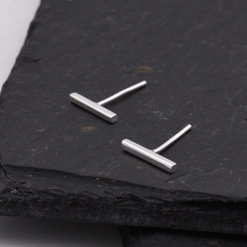 Sterling Silver Minimalist Bar Stud Earrings Geometric Jewellery C7