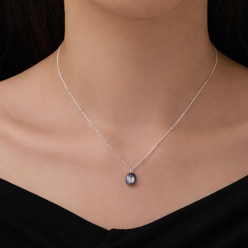 Collana Di Perle Nere Naturali Originali Tonde &ndash; Lunghezza 54 Cm, Chiusura In Oro 14k, #f2805