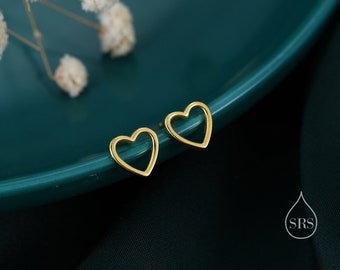 Open Heart Heart Stud Earrings in Sterling Silver, Silver or Gold or Rose Gold, Heart Earrings, Fun and Quirky Jewellery