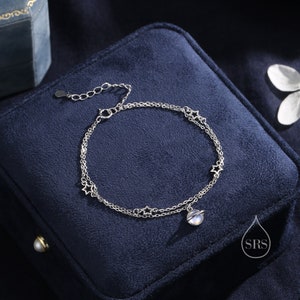 Double Layer Planet and Star Bracelet in Sterling Silver, Saturn and Star Bracelet, Planet Bracelet image 3