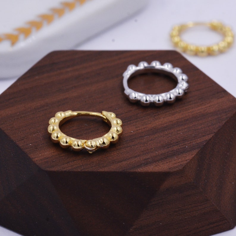 Sterling Silver Huggie Hoop Earrings Pebble Circle Round Etsy UK