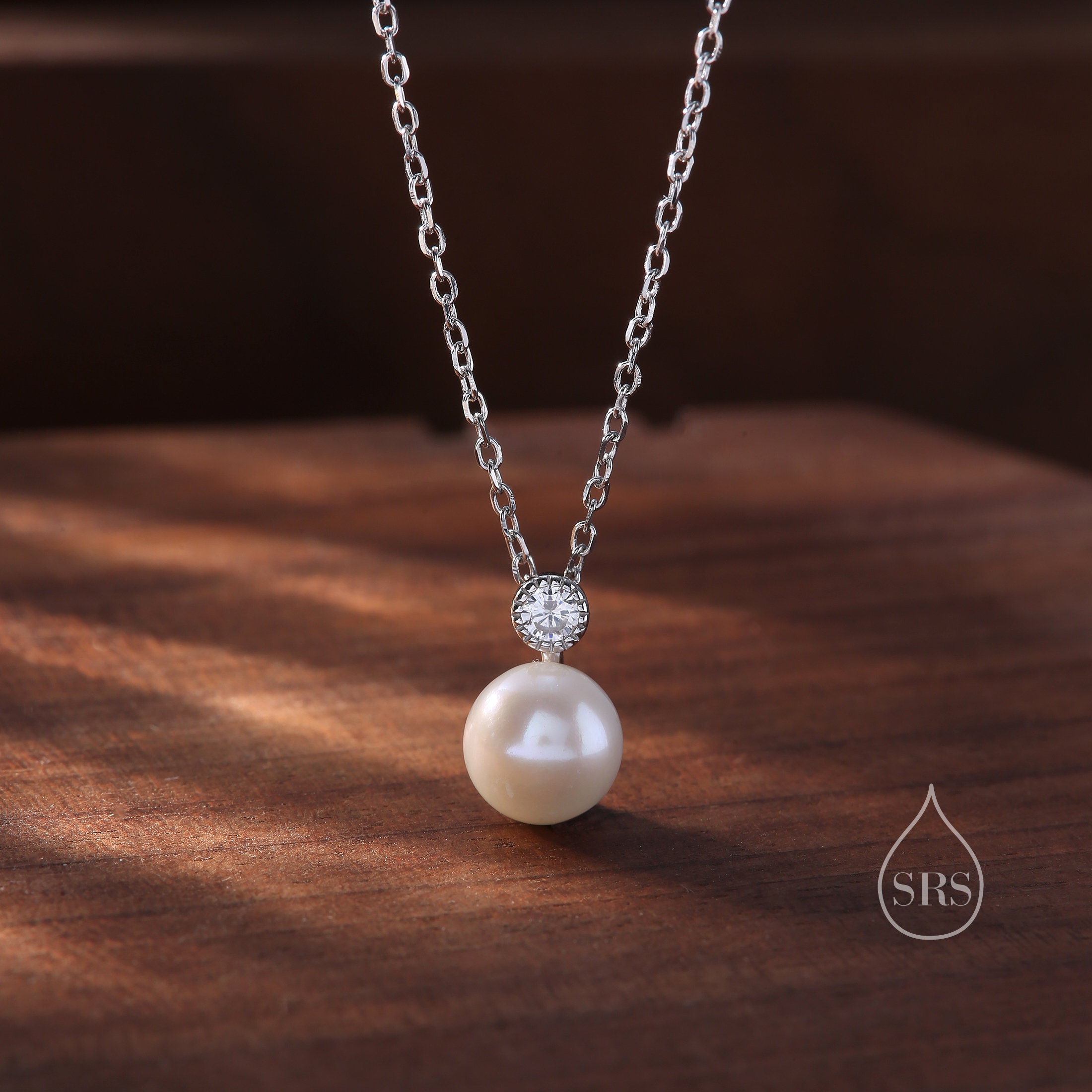 ★ROSEMONT★ SILVER Pearl Necklace RC0329 Natural Freshwater Pearl Necklace With Silver Rose Clasp