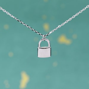 Extra Tiny Padlock Pendant Necklace in Sterling Silver, Silver or Gold, Silver Pad Lock Pendant, Lock Necklace