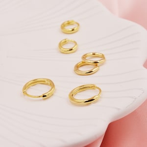 Minimalist Huggie Hoops in Sterling Silver, 6mm, 8mm and 10mm Skinny Hoops, Rose Gold or Gold, Simple Hoop Earrings image 5