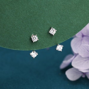 Double CZ Ear Jacket in Sterling Silver,  Silver or Gold, Front and Back Earrings, Two Part Earrings