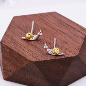 Tiny Little Snail Stud Earrings in Sterling Silver, Cute Snail Stud, Nature Inspired Design image 4