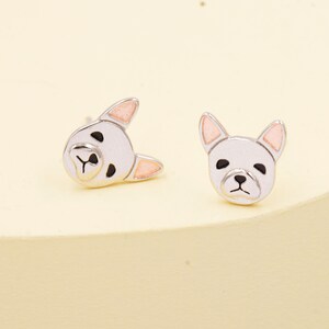 French Bulldog Stud Earrings in Sterling Silver Dog Stud Earrings Pet Lover Cute, Fun, Whimsical image 2