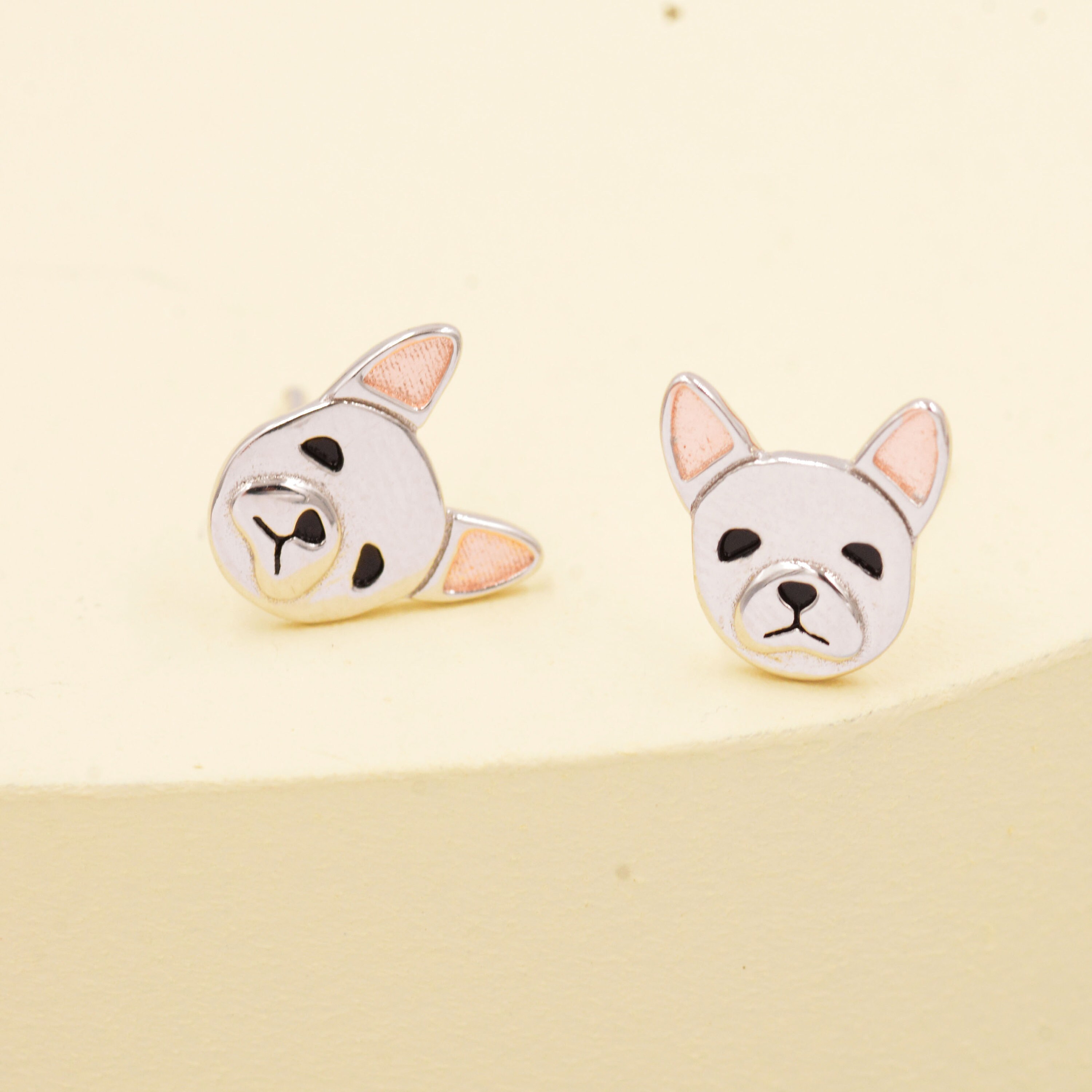 French Bulldog Stud Earrings in Sterling Silver Dog Stud Etsy UK
