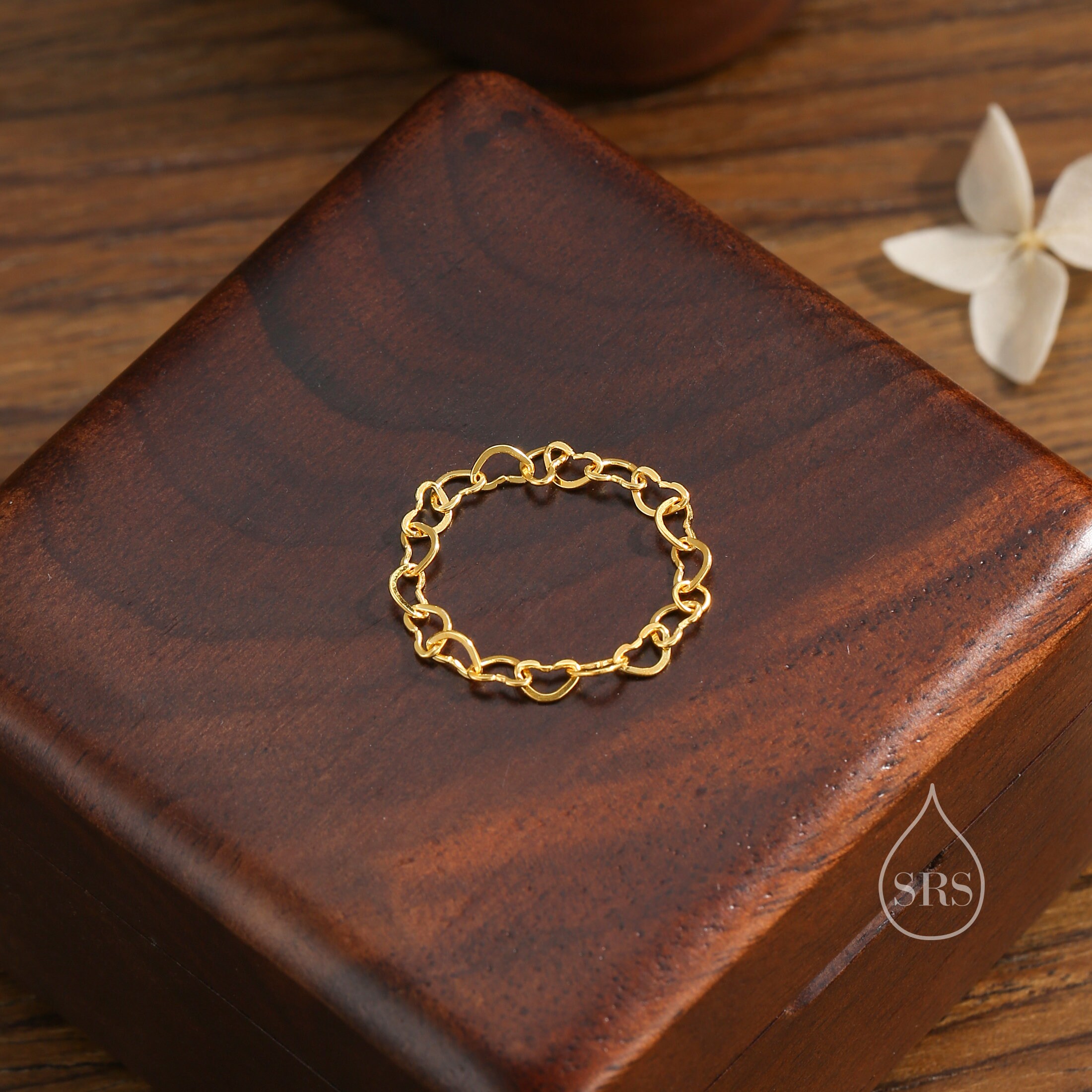 Silver Heart Chain Ring