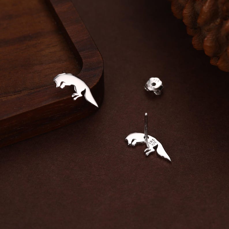 Springende Fuchs-Ohrstecker aus Sterlingsilber, springende Fuchs-Ohrringe, Gold- oder Roségold-Finish, Natur inspirierte Tierohrringe Bild 13