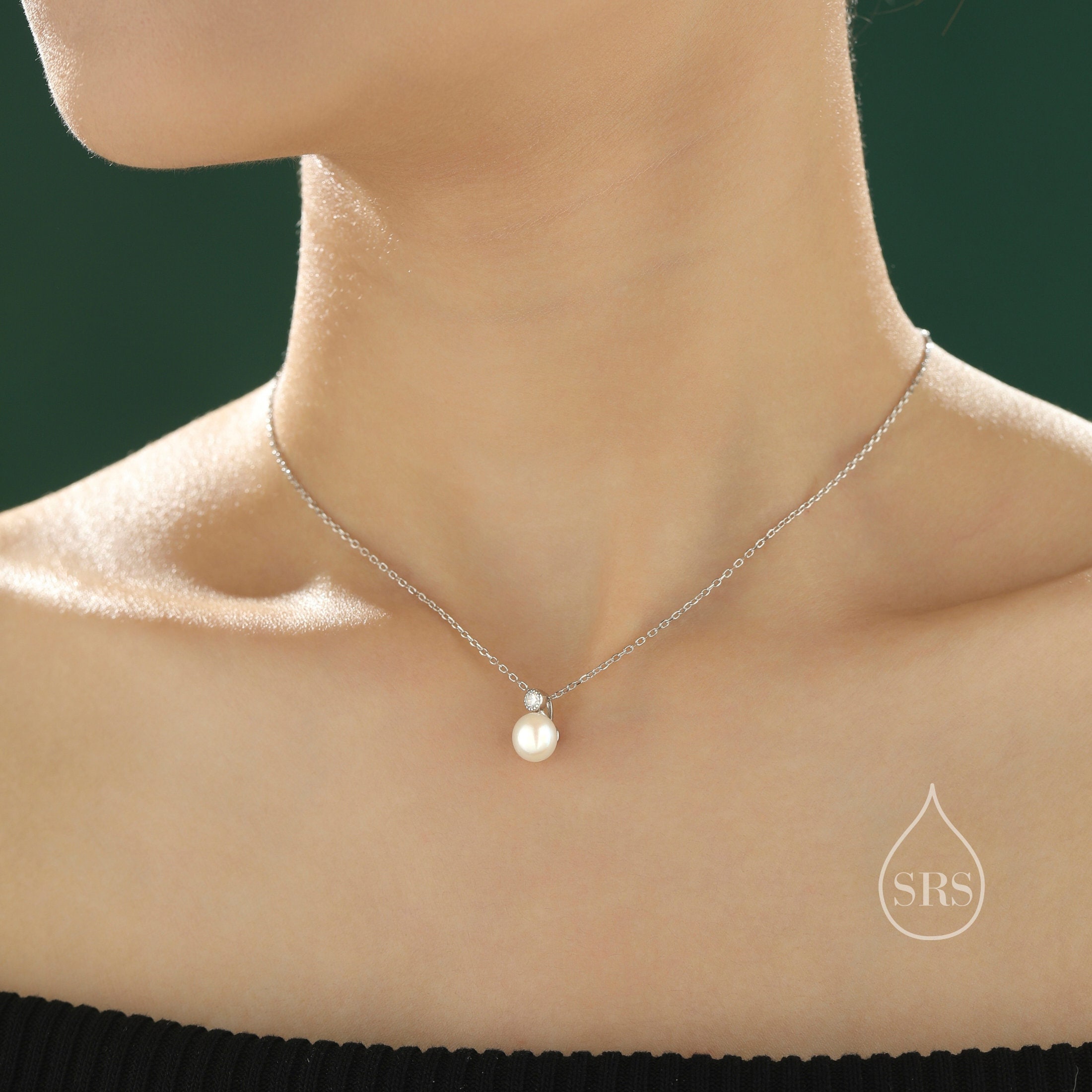 ★ROSEMONT★ SILVER Pearl Necklace RC0329 Natural Freshwater Pearl Necklace With Silver Rose Clasp