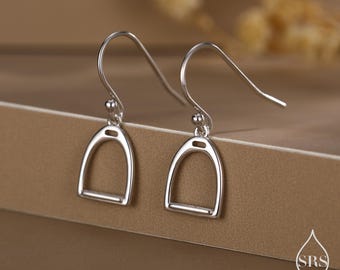 Equestrian Stirrup Sterling Silver Drop Earrings, Silver, Gold or Rose Gold Finish, Horse Earrings, Equestrian Jewellery, Animal Earrings