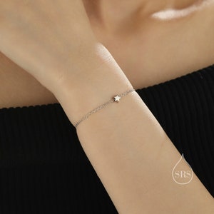 Sterlingzilveren sterbedelarmband, één ster, twee sterren of drie sterren, zilver of goud of roségoud, sterbedelarmband, celestial