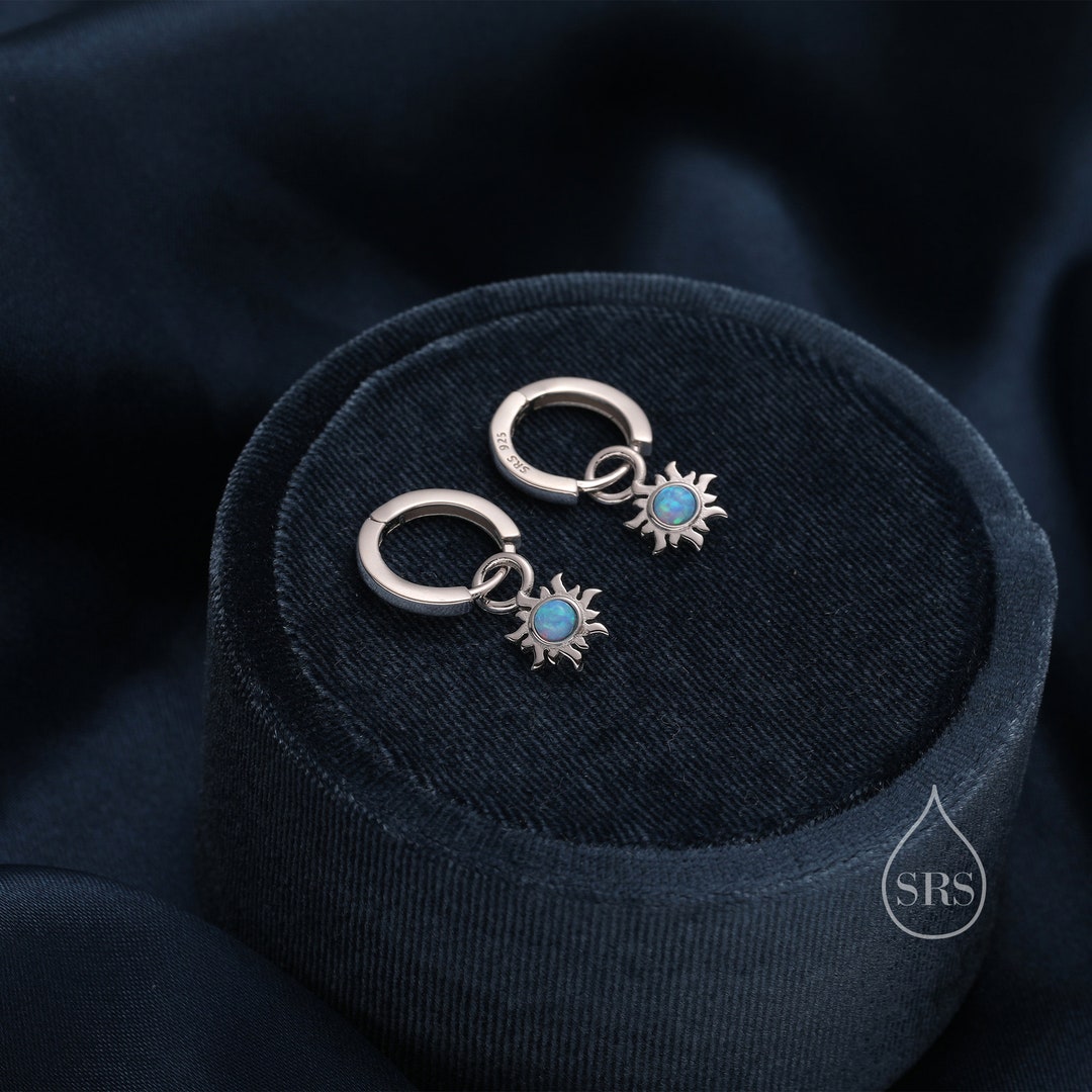 Sun Huggie Stacked Earring Set, Small Hoop Earrings With Charm Set...