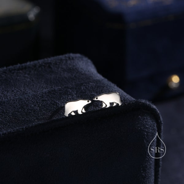 Sterling Silver Polar Bear Stud Earrings, Animal Earrings, Cute and Quirky