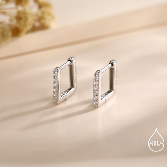 Loutade Set 6 Paia Orecchini In Argento 925 – Cerchi 10/12/14mm E Quadrati Con Zirconi – Ipoallergenici, Per Piercing Multipli – Color Argento/Oro Rosa/Oro