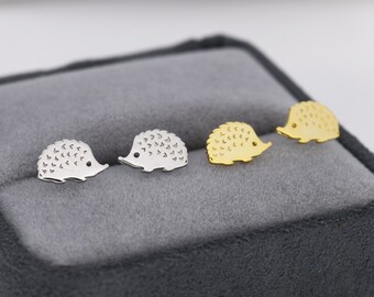 Hedgehog Stud Earrings in Sterling Silver, Silver or Gold, Hedgehog Earrings, Nature Inspired Animal Earrings