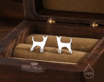 Pequeños pendientes de chihuahua en plata de ley, plata, oro u oro rosa. Pendientes de chihuahua en plata de ley. Pendientes para mascotas.