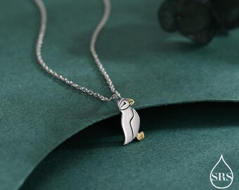 スターリングシルバー　ペンダントとのセット スターリングシルバーのパフィンバードペンダントネックレス、かわいい