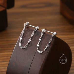 Sparkle Chain Stud Earrings in Sterling Silver, Silver or Gold, Tiny Ear Jacket, Dainty Jewellery