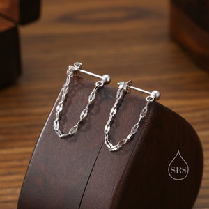 Clous d'oreilles avec chaîne scintillante en argent sterling, argent ou or, petite veste d'oreille, bijoux délicats image 1