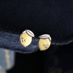 Pendientes de limón en plata de ley, plata y oro amarillo de 14 quilates, bicolor, fruta y verano.