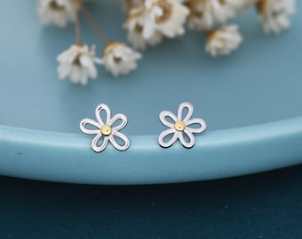 Dainty Forget-me-not Flower Stud Earrings in Sterling Silver - Floral Blossom Flower Stud Earrings -  Nature Inspired