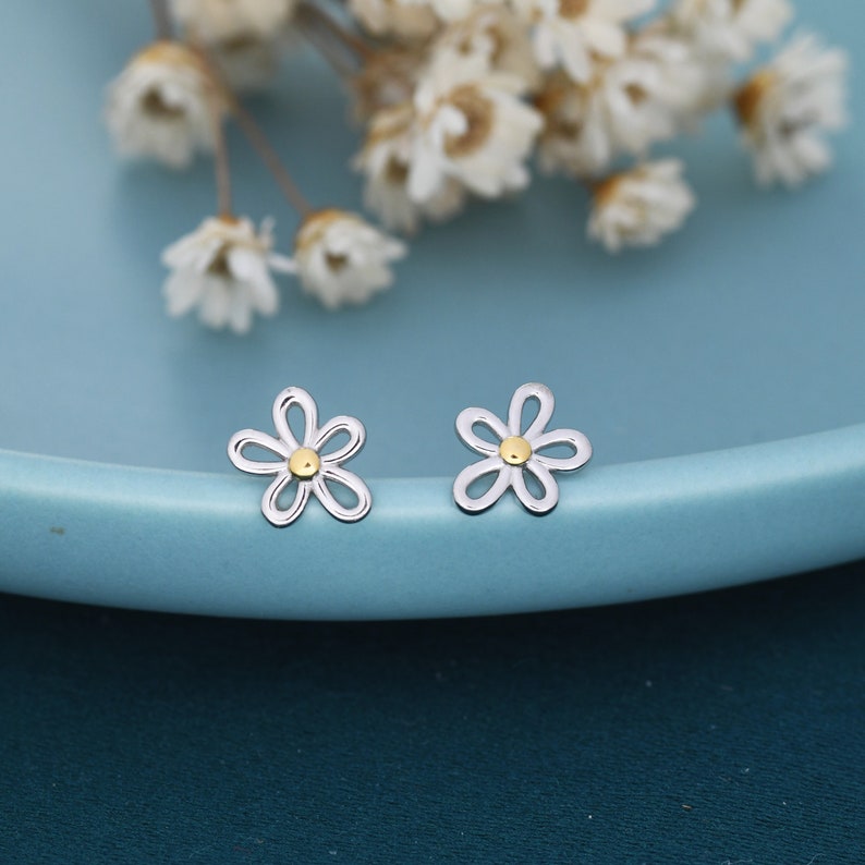 Dainty Forget-me-not Flower Stud Earrings in Sterling Silver Floral Blossom Flower Stud Earrings Nature Inspired image 1