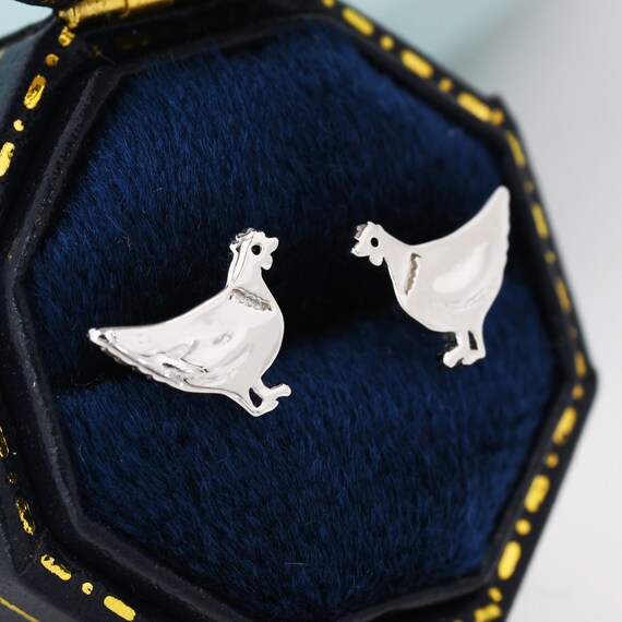 Chicken Studs Animal Studs 925 Animal Studs Animal Lover Gifts Cockerel studs Chicken Gifts Sterling Silver Rooster Studs