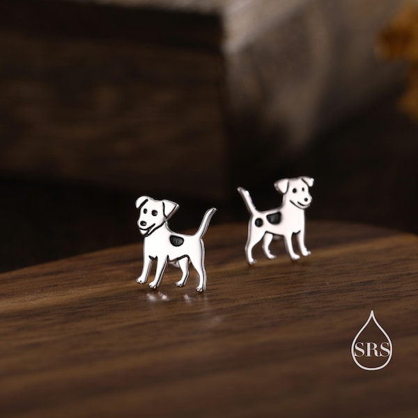 Tiny Jack Russell Dog Stud Earrings in Sterling Silver, Puppy Earrings, Silver, Gold or Rose Gold, Nature Inspired Pet Animal Earrings