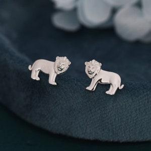 Tiny Little Lion Stud Earrings in Sterling Silver Two Tone Gold and Silver Earrings Cute Animal Earrings Fun, Whimsical image 3