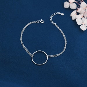 Bracelet cercle ouvert en argent sterling, argent ou or ou or rose, bracelet cercle géométrique, bijoux minimalistes