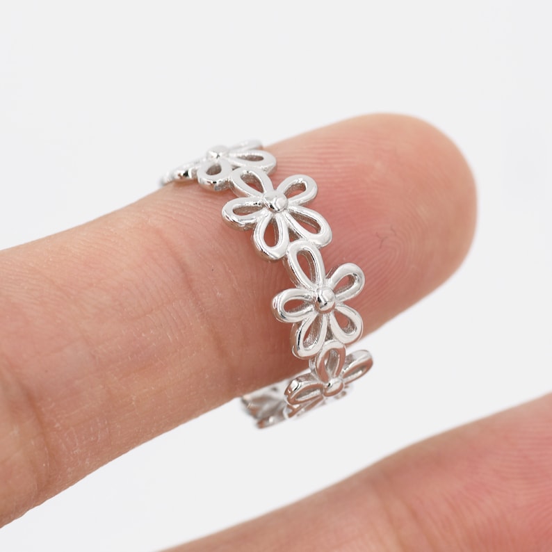 Flower Infinity Ring in Sterling Silver Flower Etsy UK