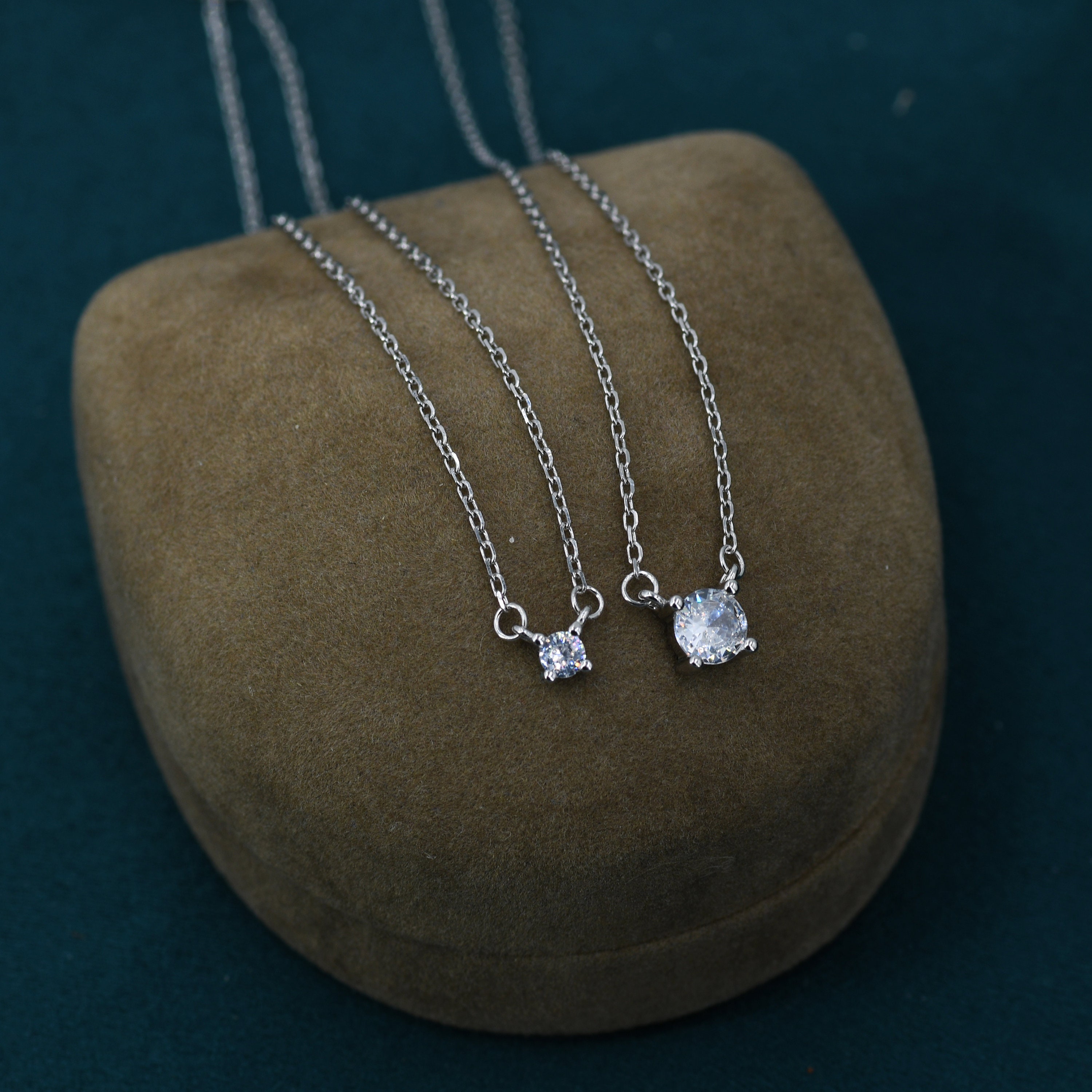 Extra Tiny CZ Necklace in Sterling Silver, Available in Two