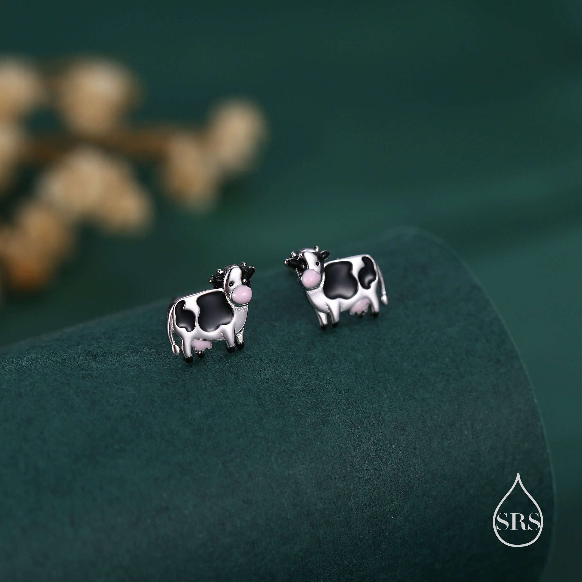 Cute Milk Cow Stud Earrings For Women – Acrylic Dairy Cattle Animal Earrings For Milk Lovers