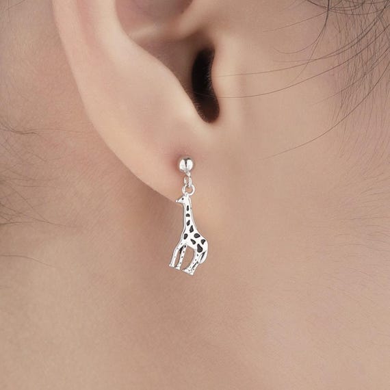 Orecchini A Forma Di Giraffa In Argento Sterling 925 – Piccoli E Delicati – 5x10 Mm – Confezione Regalo