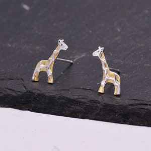 Giraffe Stud Earrings in Sterling Silver, Cute Fun Quirky, Jewellery Gift for Her, Animal Lover, Nature Inspired image 1