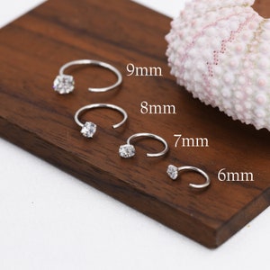 Sterling Silber CZ Huggie Hoop, offene Threader Ohrringe, halbe Hoop Ohrringe, Kristall Hoop Ohrringe