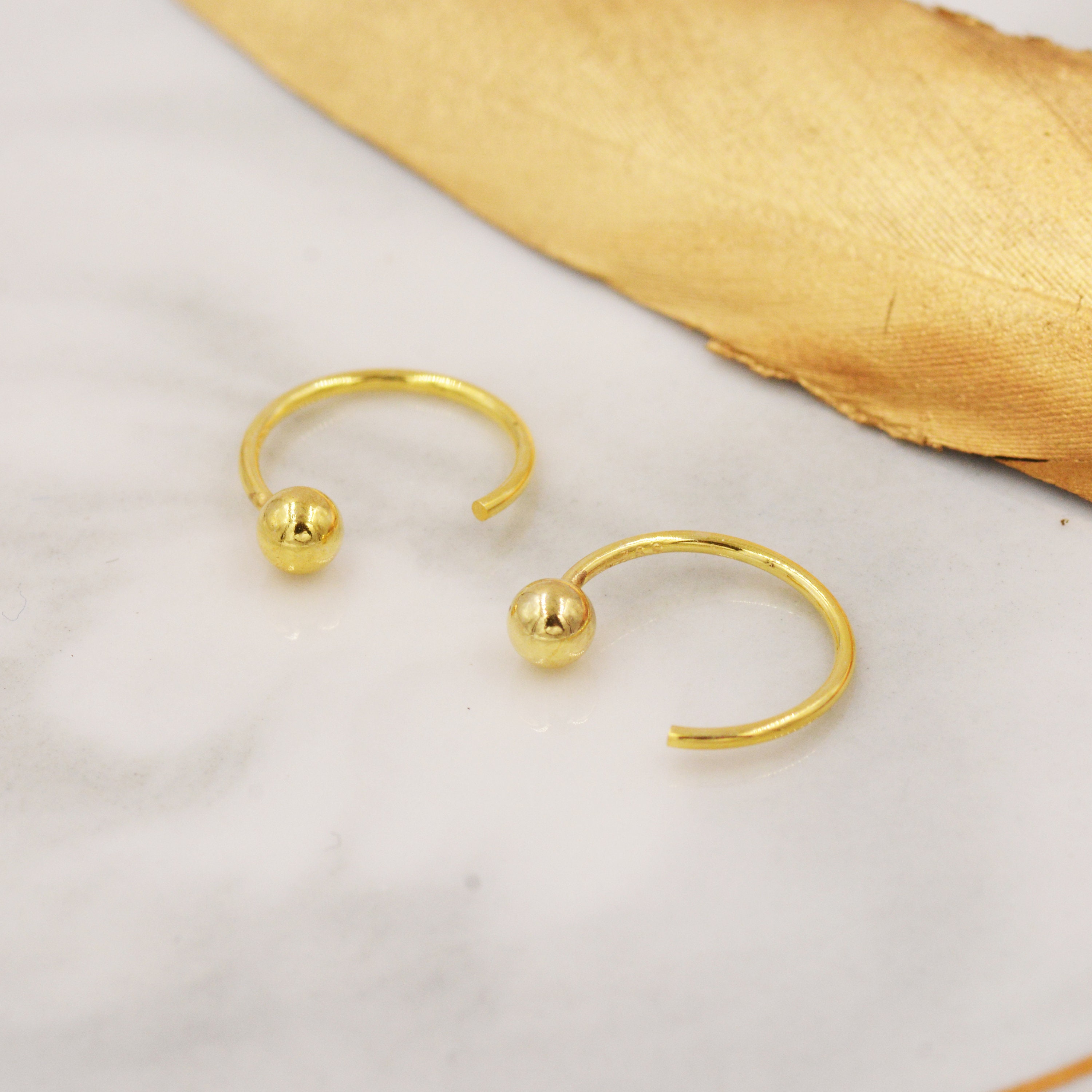 Minimalist Ball Huggie Hoop Threader Earrings in Sterling Etsy UK