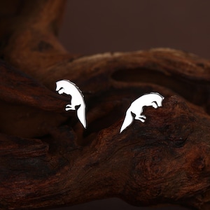 Pendientes de zorro saltando en plata de ley, pendientes de zorro saltando, acabado dorado o oro rosa, pendientes de animales inspirados en la naturaleza.