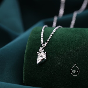 Anatomical Heart Pendant Necklace Sterling Silver, Silver or Gold, Beating Heart Necklace, Realistic Heart Necklace, Gothic and Punk
