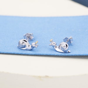 Snail Stud Earrings in Sterling Silver, Cute Snail Earrings, Silver Animal Earrings, Nature Inspired Jewellery image 4