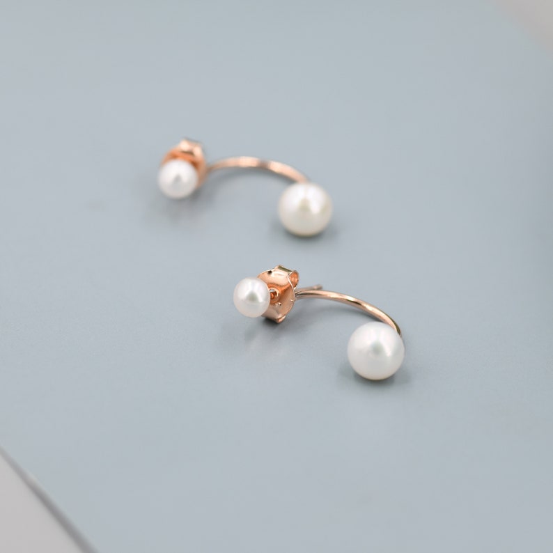 Genuine Freshwater Pearl Ear Jacket in Sterling Silver, Silver or Gold, Front and Back Earrings , Natural Pearl Earrings, Dainty Jewellery 画像 9