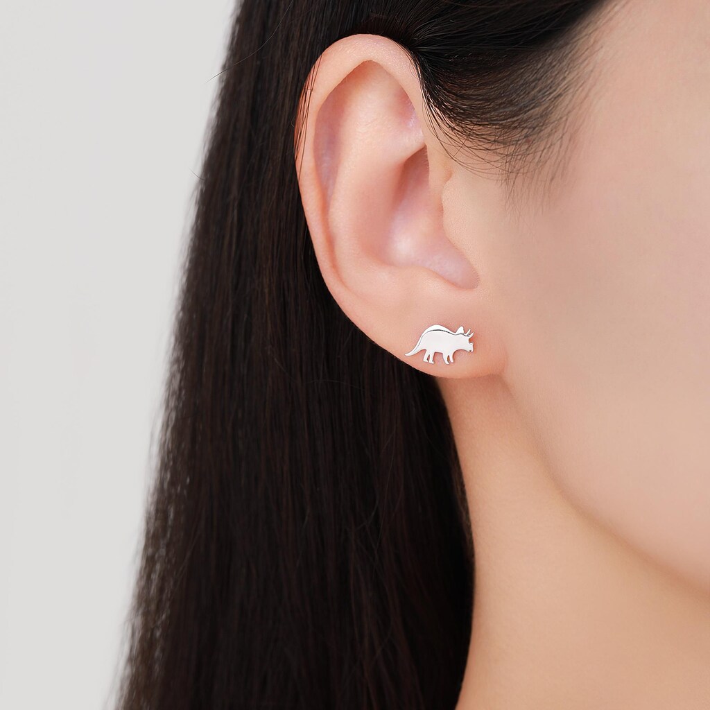 Orecchini A Forma Di Triceratopo DUOWEI – Delicati Pendenti Dinosauro Antico, Placcati Oro/Argento, Per Donne E Ragazze