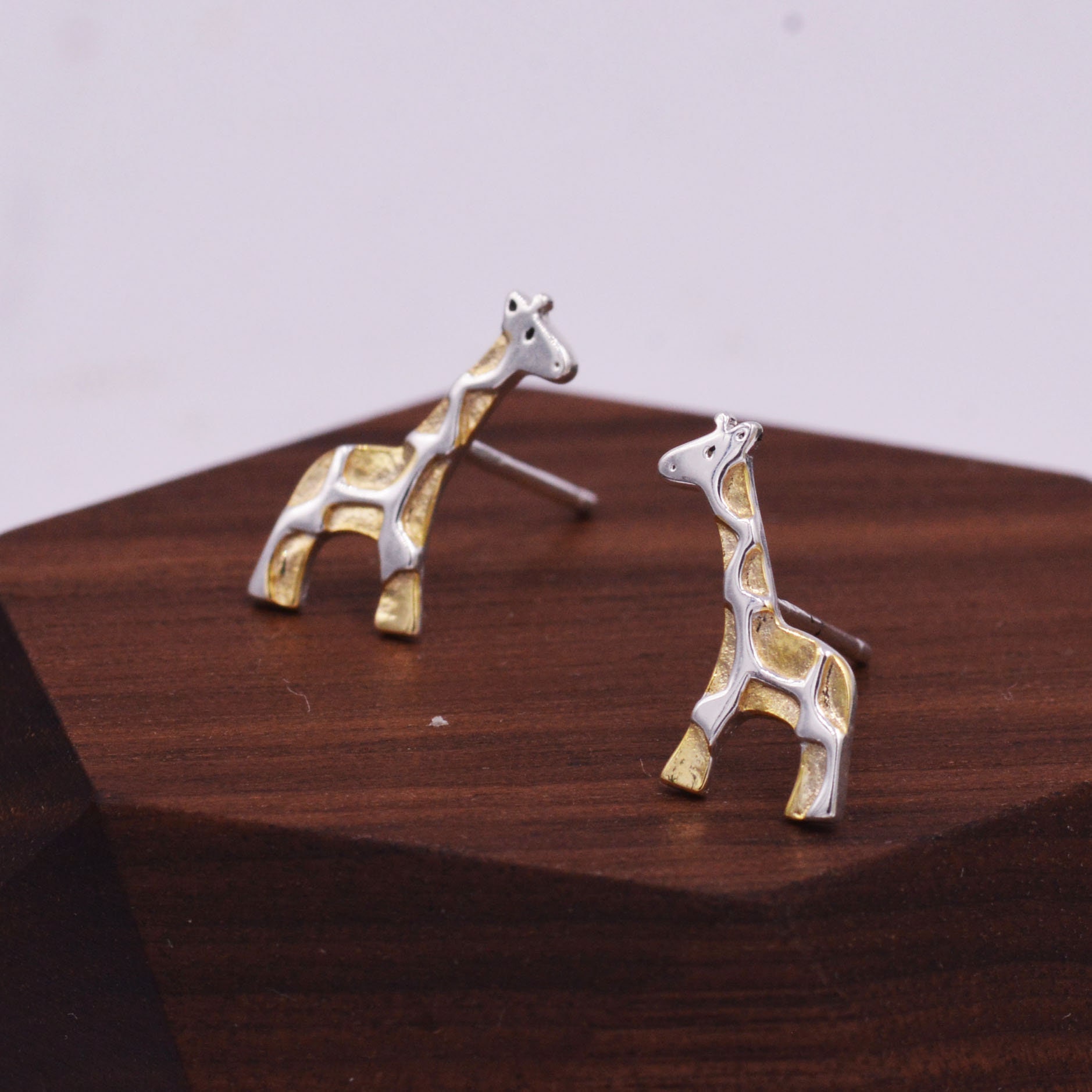 Orecchino a bottone - giraffa (L+R), argento AG 925