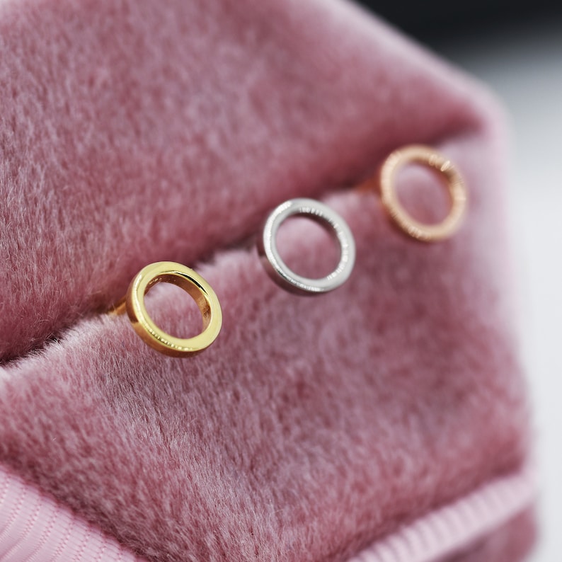 Tiny Open Circle Stud Earrings in Sterling Silver, Silver, Gold or Rose Gold, Circle Earrings, Geometric Minimalist Earrings image 8