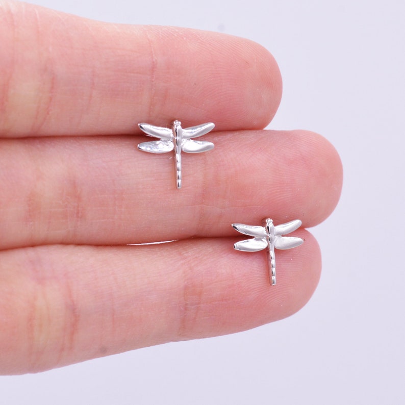 Dragonfly Stud Earrings in Sterling Silver Cute Fun Quirky Etsy UK