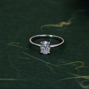 1 Carat Oval Moissanite Diamond Classic Single Stone Engagement Ring in Sterling Silver, Moissanite Oval Ring, US 5-8