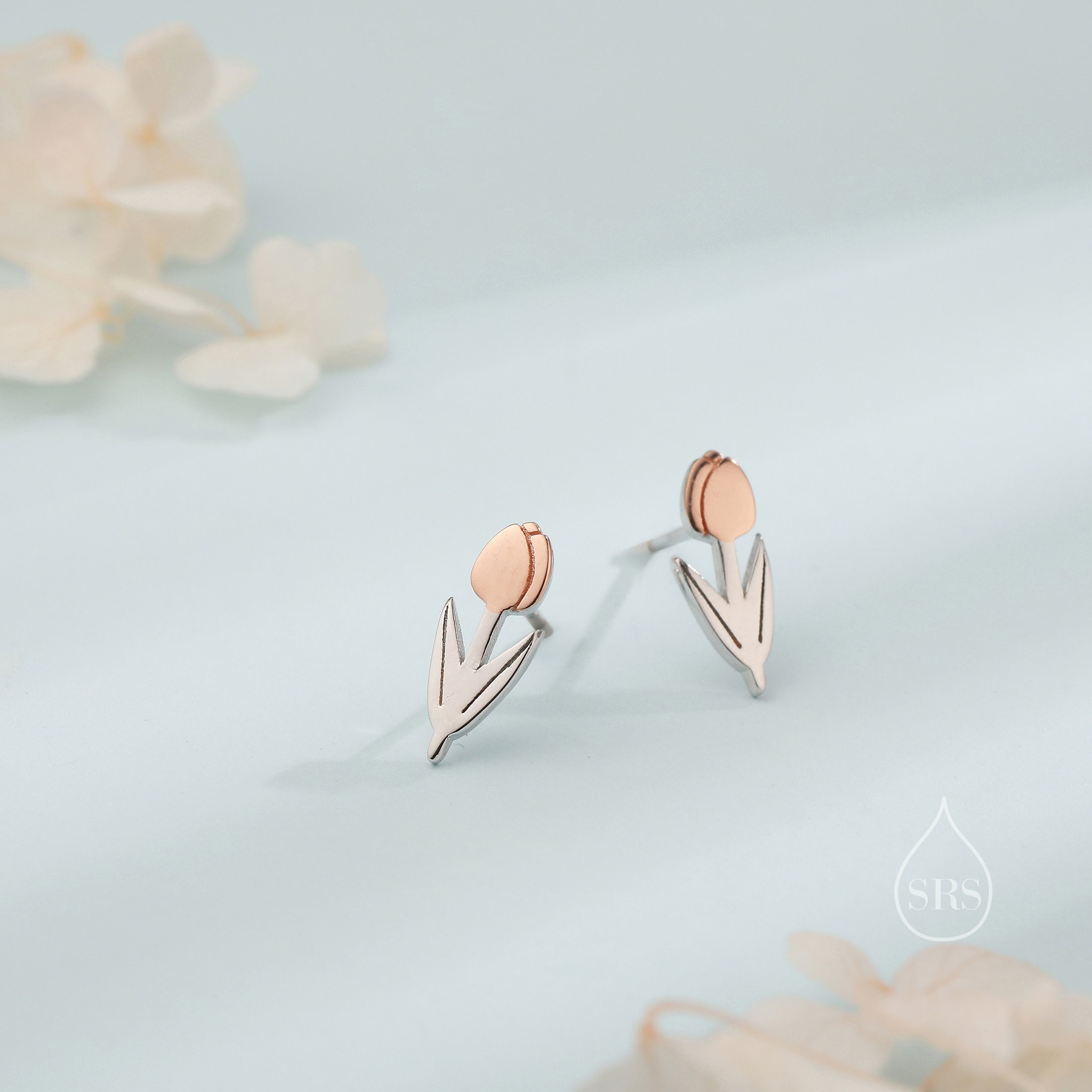 Orecchini A Bottone Donna In Argento 925 – Moda Tulipano Con Amazzonite – Gioielli Fatti A Mano, Ideali Per Festa